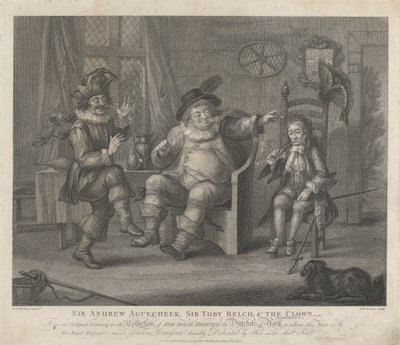 Sir Andrew Aguecheek, Sir Toby Belch és a bohóc – „Tizenkettedik éjszaka”, II. felvonás, III. jelenet alkotó: Peltro W. Tomkins