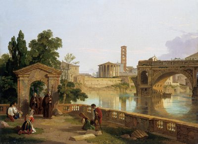 "A Tiberis Vesta templomával", 1828 alkotó: Penry Williams