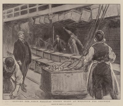 A Woolwich-i Field Hospital üzletek felkészítése szállításra alkotó: Percy F.S. Spence