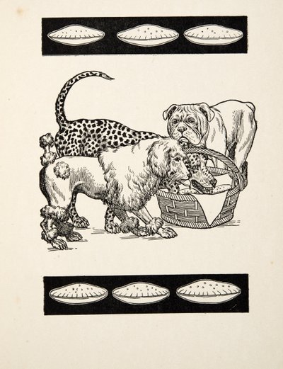 Két gonosz a legkevesebbet választva, Állatok száz anekdotájából, pub. 1924 (metszet) alkotó: Percy J. Billingshurst