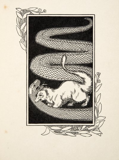 Snake Destroyers, az Állatok száz anekdotájából, pub. 1924 (metszet) alkotó: Percy J. Billingshurst