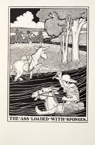 A szivacsokkal megrakott szamár a Fontaine Fables-től, pub. 1905 alkotó: Percy J. Billingshurst