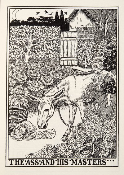 The Ass and his Masters, a Fontaine Fables, pub. 1905 alkotó: Percy J. Billingshurst