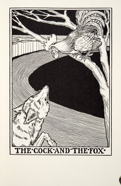 A kakas és a róka, a Fontaine Fables-ből, pub. 1905 alkotó: Percy J. Billingshurst