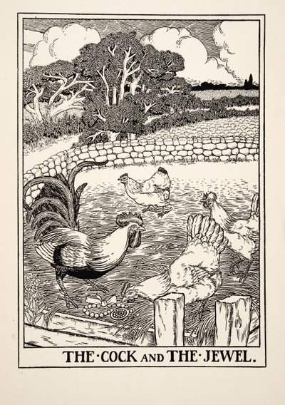 A kakas és az ékszer, A Hundred Fables of Aesopus, pub.1903 alkotó: Percy J. Billingshurst