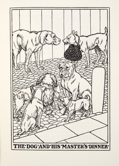 The Dog and his Masters Dinner, a Fontaine Fables, kocsma. 1905 alkotó: Percy J. Billingshurst