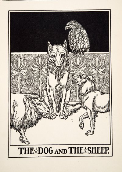A kutya és a bárány, A Hundred Fables of Aesopus, pub.1903 alkotó: Percy J. Billingshurst