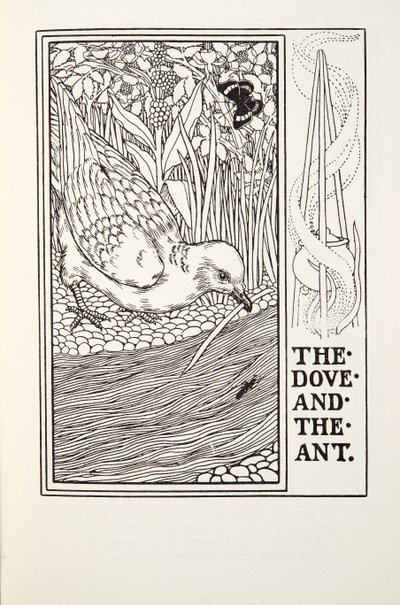 A galamb és a hangya, a Fontaine Fables-ből, pub. 1905 alkotó: Percy J. Billingshurst
