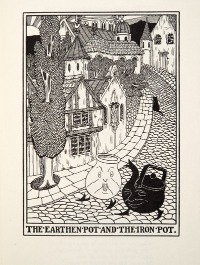 A földes edény és a vasfazék, a Fontaine Fables, kocsma. 1905 alkotó: Percy J. Billingshurst