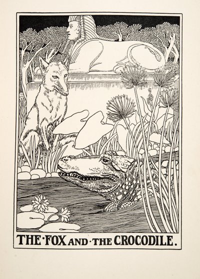 A róka és a krokodil, A Hundred Fables of Aesop, pub. 1903 alkotó: Percy J. Billingshurst