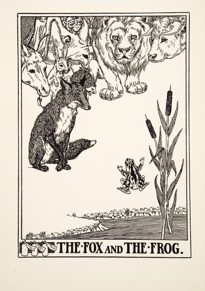 A róka és a béka, A Hundred Fables of Aesopus, pub.1903 (metszet) alkotó: Percy J. Billingshurst