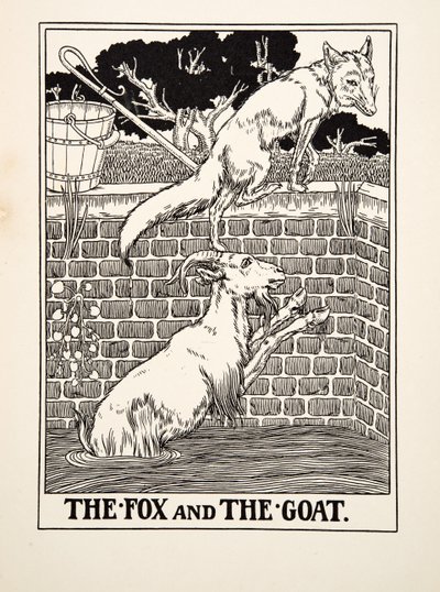 A róka és a kecske, A Hundred Fables of Aesopus, pub.1903 alkotó: Percy J. Billingshurst