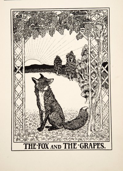A róka és a szőlő, Aiszópus száz meséjéből, 1903. alkotó: Percy J. Billingshurst