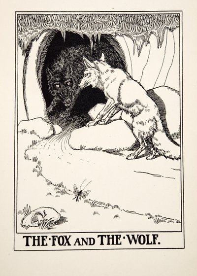 A róka és a farkas, Aiszópus száz meséjéből, pub.1903 (metszet) alkotó: Percy J. Billingshurst