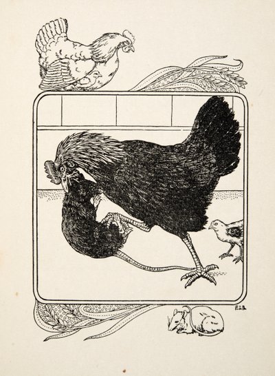 Egy tyúk hősiessége, az Állatok száz anekdotájából, kocsma. 1924 alkotó: Percy J. Billingshurst