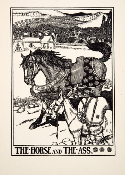 A ló és a szamár, A Hundred Fables of Aesopus, pub.1903 alkotó: Percy J. Billingshurst