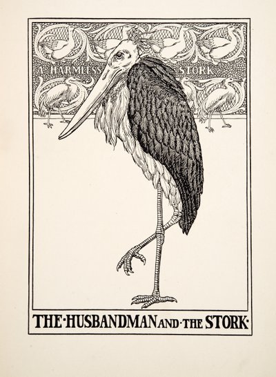 A férj és a gólya, Aiszópus száz meséjéből, pub. 1903 alkotó: Percy J. Billingshurst