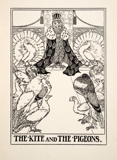 A sárkány és a galambok, A Hundred Fables of Aesopus, pub.1903 alkotó: Percy J. Billingshurst