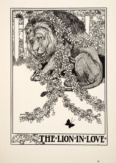A szerelmes oroszlán, A Hundred Fables of Aesopus, pub.1903 alkotó: Percy J. Billingshurst