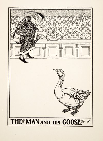 Az ember és lúdja, Aiszópus száz meséjéből, pub.1903 (metszet) alkotó: Percy J. Billingshurst