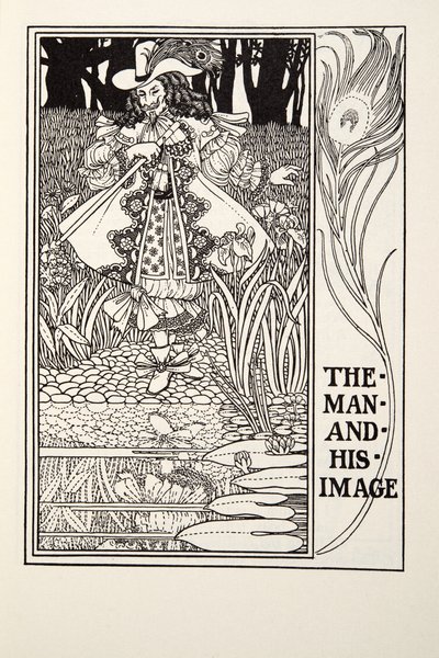 Az ember és képe, a Fontaine Fables-ből, pub. 1905 (metszet) alkotó: Percy J. Billingshurst