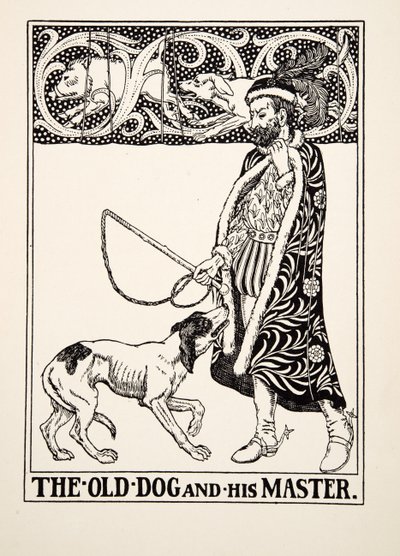 Az Öreg kutya és gazdája, A Hundred Fables of Aesopus, pub.1903 alkotó: Percy J. Billingshurst