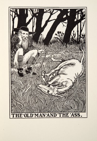Az öreg és a szamár, a Fontaine Fables-ből, kocsma. 1905 alkotó: Percy J. Billingshurst