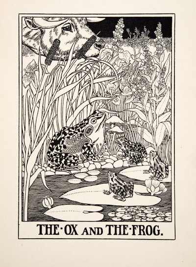 Az ökör és a béka, A Hundred Fables of Aesopus, pub.1903 alkotó: Percy J. Billingshurst
