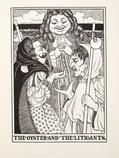 The Oyster and the Litigants, a Fontaine Fables, pub. 1905 (metszet) alkotó: Percy J. Billingshurst