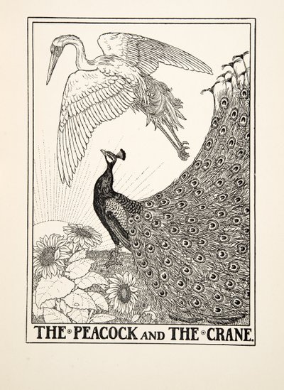 A páva és a daru, A Hundred Fables of Aesopus, pub.1903 alkotó: Percy J. Billingshurst
