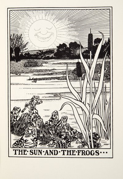 The Sun and the Frogs, a Fontaine Fables, kocsma. 1905 alkotó: Percy J. Billingshurst