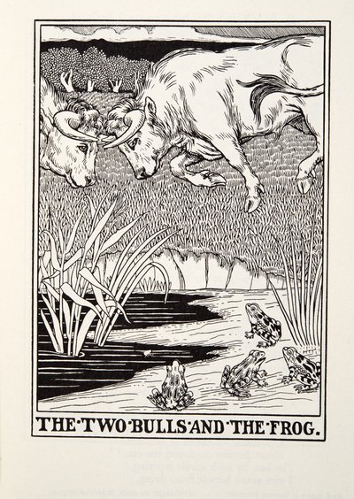 A két bika és a béka, a Fontaine Fables, kocsma. 1905 alkotó: Percy J. Billingshurst