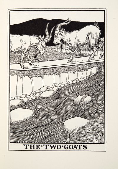 The Two Goats, a Fontaine Fables, kocsma. 1905 alkotó: Percy J. Billingshurst