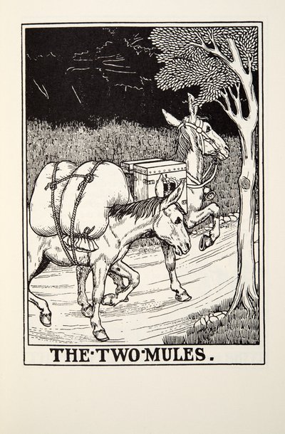 The Two Mules, a Fontaine Fables, kocsma. 1905 alkotó: Percy J. Billingshurst