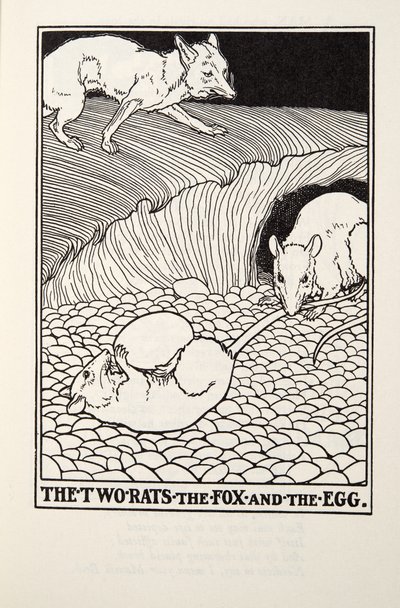 A két patkány, a róka és a tojás, a Fontaine Fables-ből, pub. 1905 alkotó: Percy J. Billingshurst