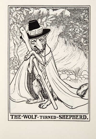 The Wolf Turned Shepherd, Fontaine Fables, pub. 1905 alkotó: Percy J. Billingshurst