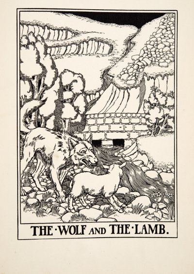 A farkas és a bárány, A Hundred Fables of Aesopus, pub.1903 alkotó: Percy J. Billingshurst