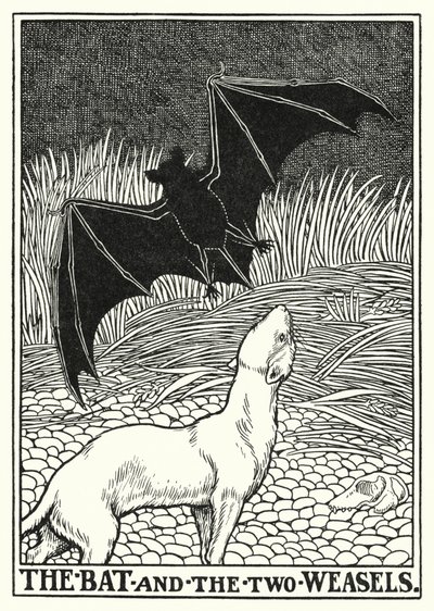 La Fontaine meséi: A denevér és a két menyét (litho) alkotó: Percy James Billinghurst