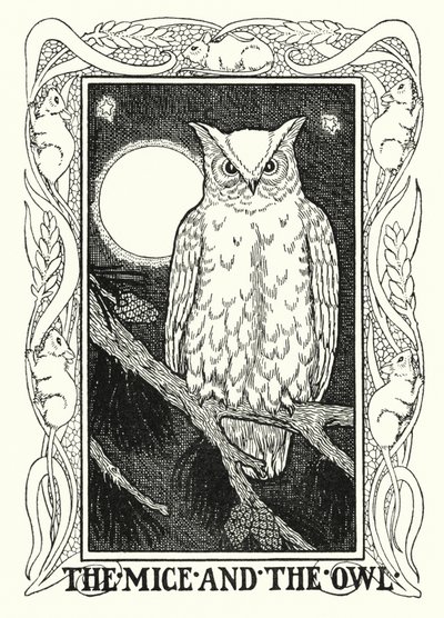 La Fontaine meséi: Az egerek és a bagoly (litho) alkotó: Percy James Billinghurst