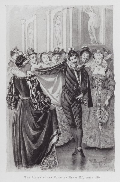 Tánc: A Pavane III. Henrik udvarában, 1580 körül (litho) alkotó: Percy Macquoid