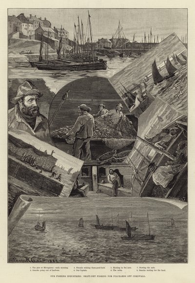 Halászati iparágaink: eresztőhálós pilchardhalászat Cornwallnál alkotó: Percy Robert Craft