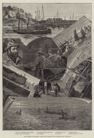 Halászati iparágaink, eresztőhálós pilchardhalászat Cornwallnál alkotó: Percy Robert Craft