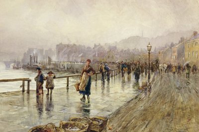 Egy nedves nap Whitbyben (akvarell, papír) alkotó: Percy Robertson