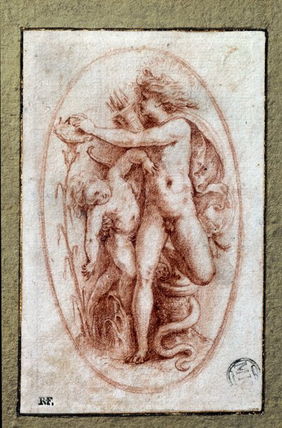 Apollo és Jácint. Pietro Buonaccorsi (1500-1546/47) a la sanguine rajza, más néven Pierino del Vaga alkotó: Perino del Vaga