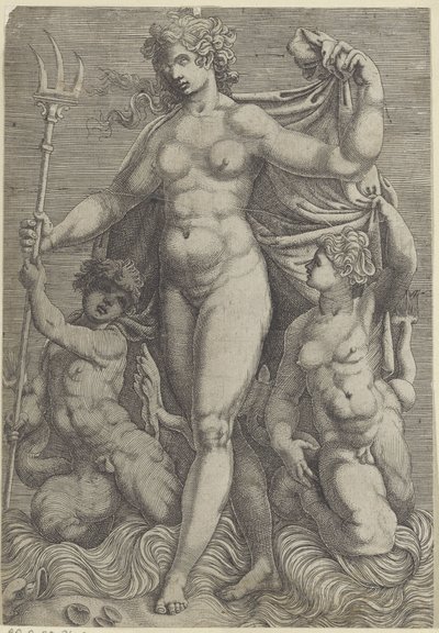 Thetis két tritonnal Neptunusz és Thetis tengeri istenekkel és csikóhalakkal (sorozat címe) alkotó: Perino del Vaga
