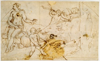 Vénusz, putti és egy vaddisznó, 1520-1540 körül alkotó: Perino del Vaga