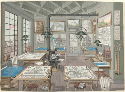 Építész tervezőszoba, 1884 alkotó: Perkins Harnly