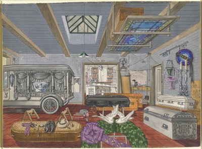 A temetkezési szalon garázsa, 1917 alkotó: Perkins Harnly