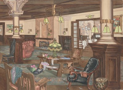 Hollywood Hotel Lobby, 1902, c. 1946. alkotó: Perkins Harnly