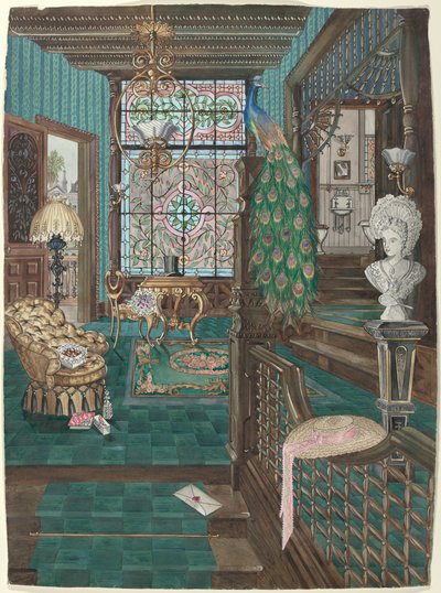 Második emeleti lépcsőfeljáró és hall, 19351942. alkotó: Perkins Harnly